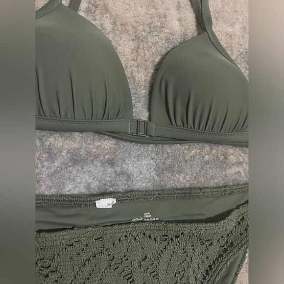 Aerie Olive Green Swim Bikini Set Sz Small - Picture 4 of 8